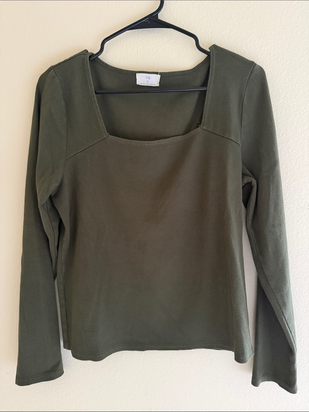 Anthropologie T.La Square Neck Long Sleeve Top